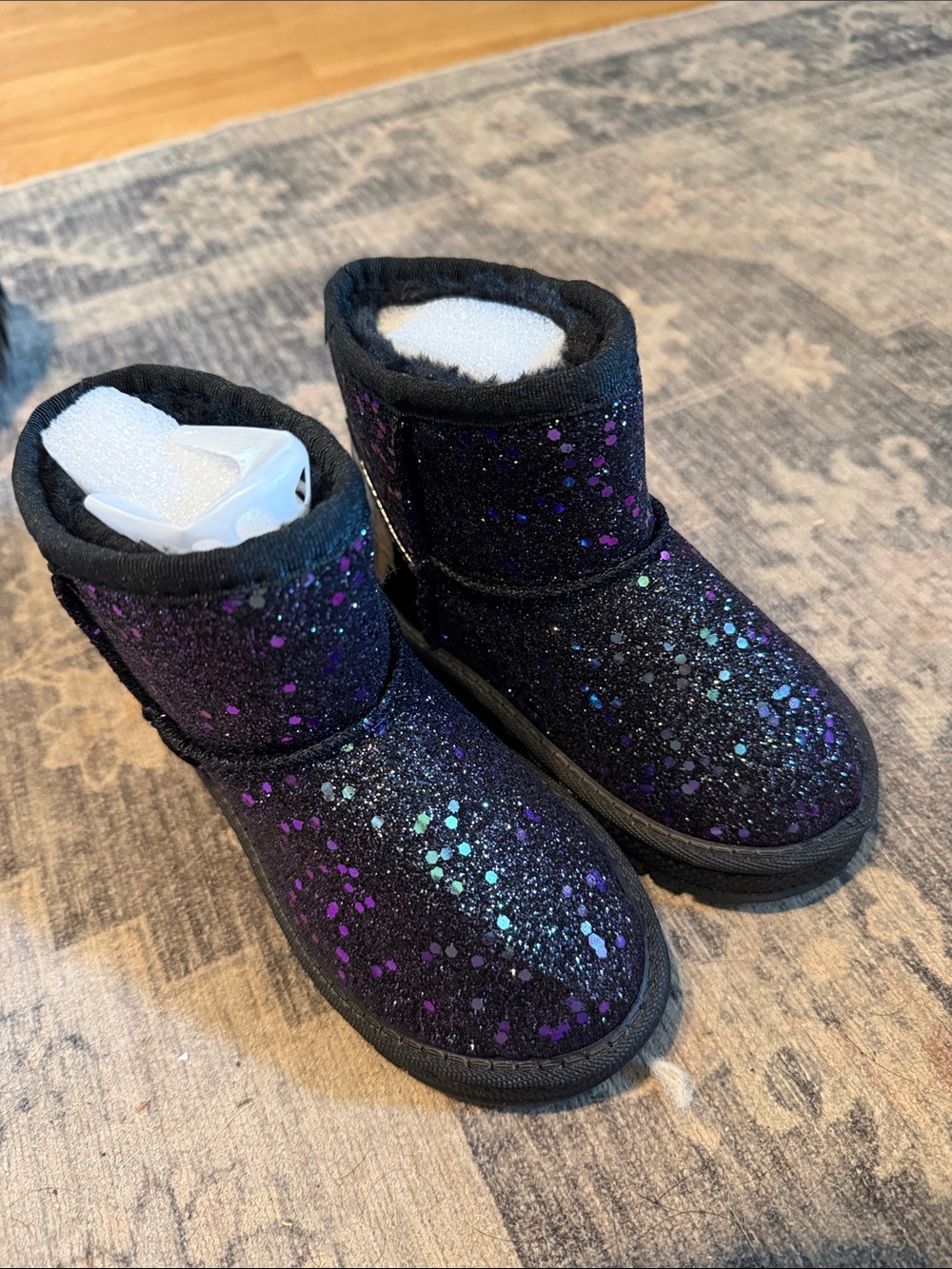 Sparkle Black Kids Winter Boots
